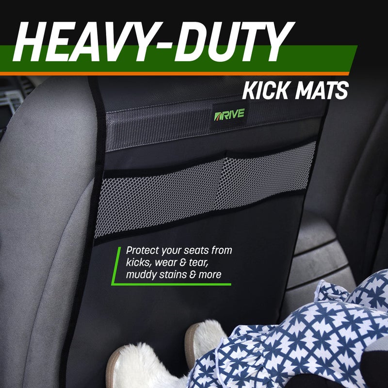 DRIVE AUTO PRODUCTS - 2 Pack Car Seat Back Protectors, Reversible Kick Mats - Gray - Image 2
